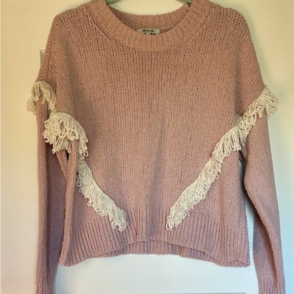 Madewell Sweaters - Madewell Montford Fringe Pink Pullover Sweater Size M